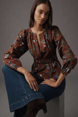 Shop The Somerset Collection By Anthropologie The Somerset Blouse: Long-sleeve Edition In Multicolor