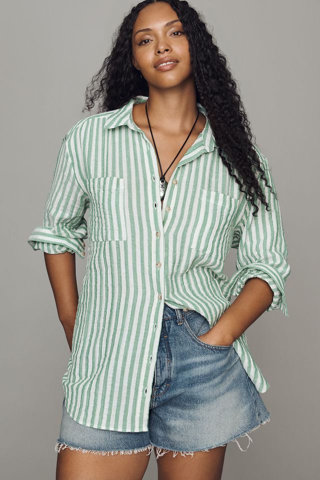 Pilcro Hadley 100% Cotton Striped Buttondown Shirt #4