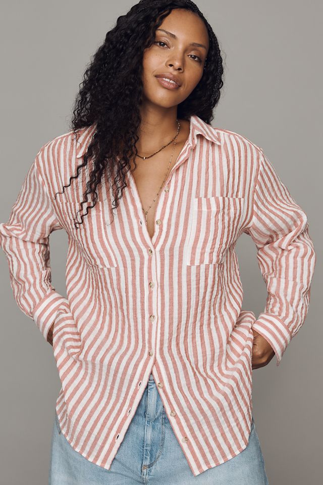 Pilcro Hadley 100% Cotton Striped Buttondown Shirt #4