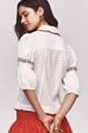 Pilcro Puff-Sleeve Embroidered Collared Blouse
