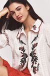 Pilcro Puff-Sleeve Embroidered Collared Blouse