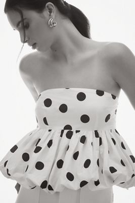 Maeve Puff-Sleeve Off-The-Shoulder Gingham Top