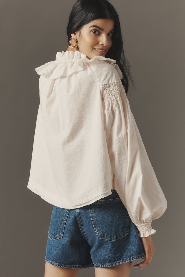 By Anthropologie Ruffled V-Neck Blouse #1