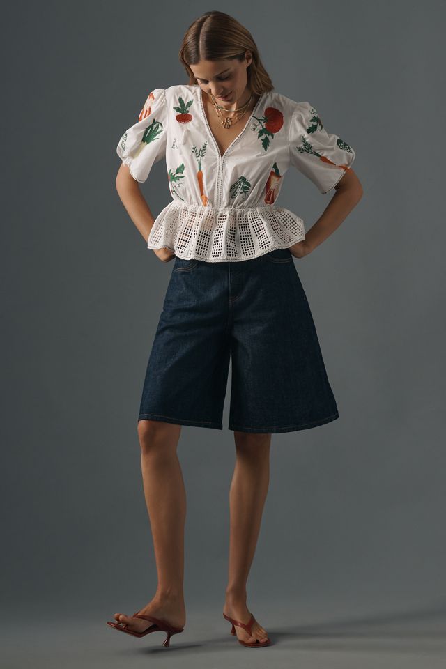 Maeve V-Neck Embroidered Veggie Blouse #2
