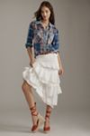 The Ozzi Plaid Ruffle-Sleeve Buttondown Shirt by Pilcro