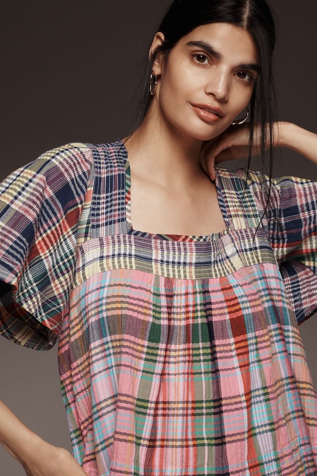Blouse à manches papillon en madras mixte Pilcro #2