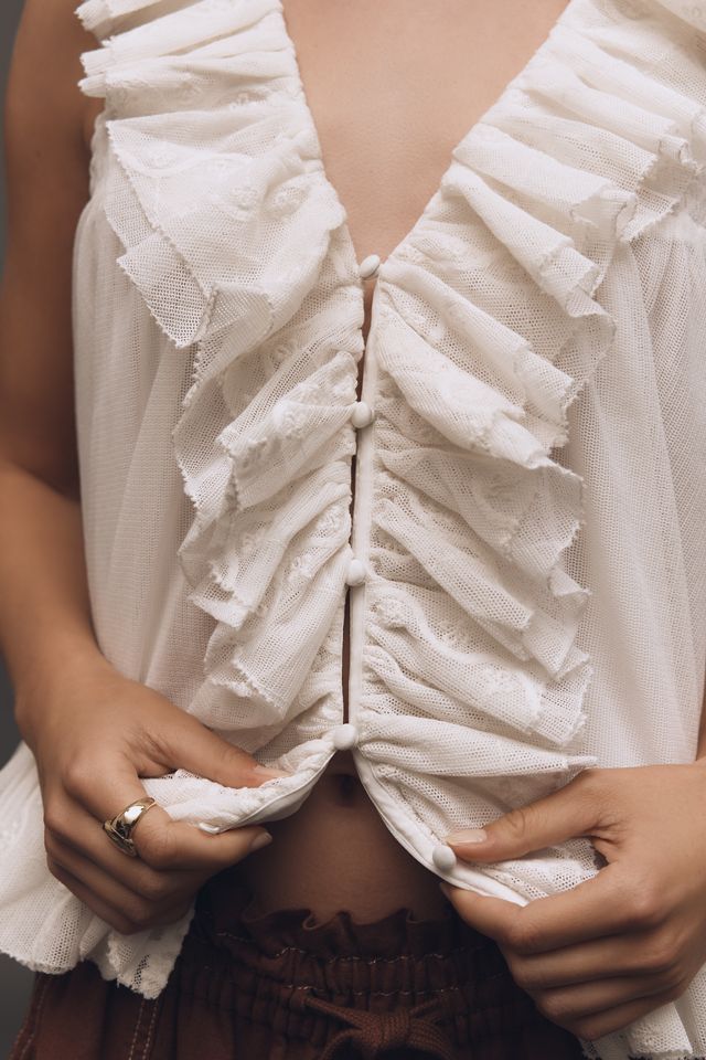 By Anthropologie Sheer Ruffle Swing Top #5