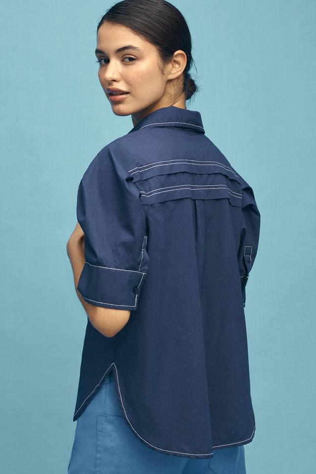 Pilcro Short-Sleeve Reworked Buttondown Shirt #1