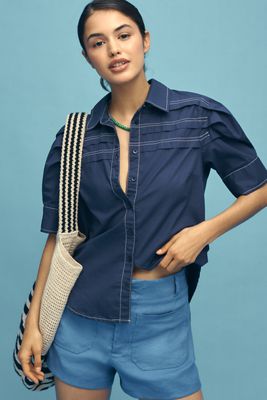 Pilcro Short-Sleeve Reworked Buttondown Shirt
