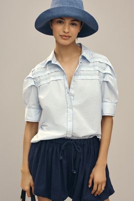 Pilcro Short-Sleeve Reworked Buttondown Shirt