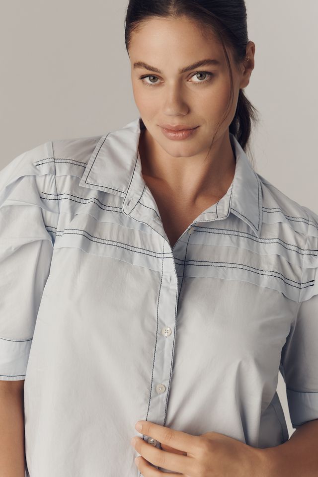 Pilcro Short-Sleeve Reworked Buttondown Shirt #7