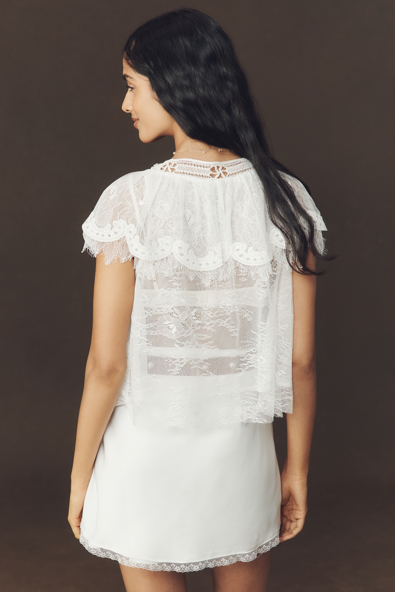 By Anthropologie Lace Popover Top