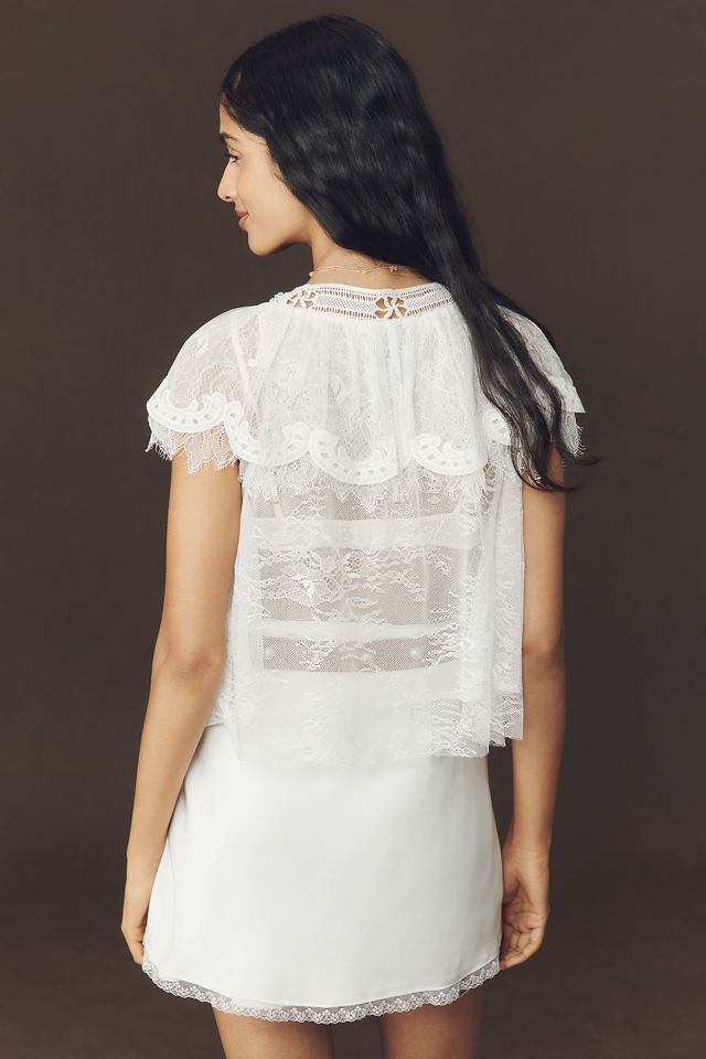By Anthropologie Lace Popover Top