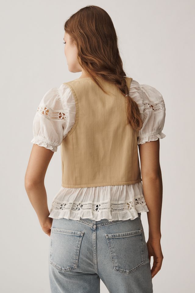 By Anthropologie Puff-Sleeve Twofer Top #1