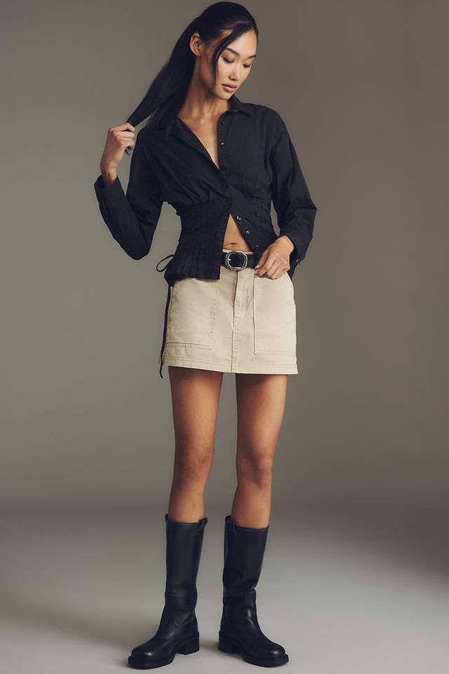 Pilcro Long-Sleeve Pintuck Buttondown Shirt