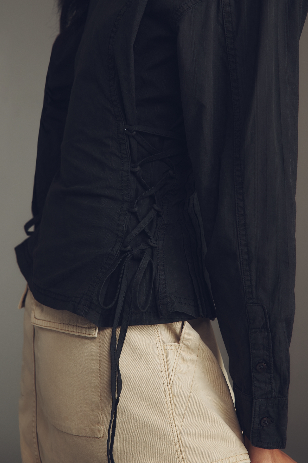 Pilcro Long-Sleeve Pintuck Buttondown Shirt
