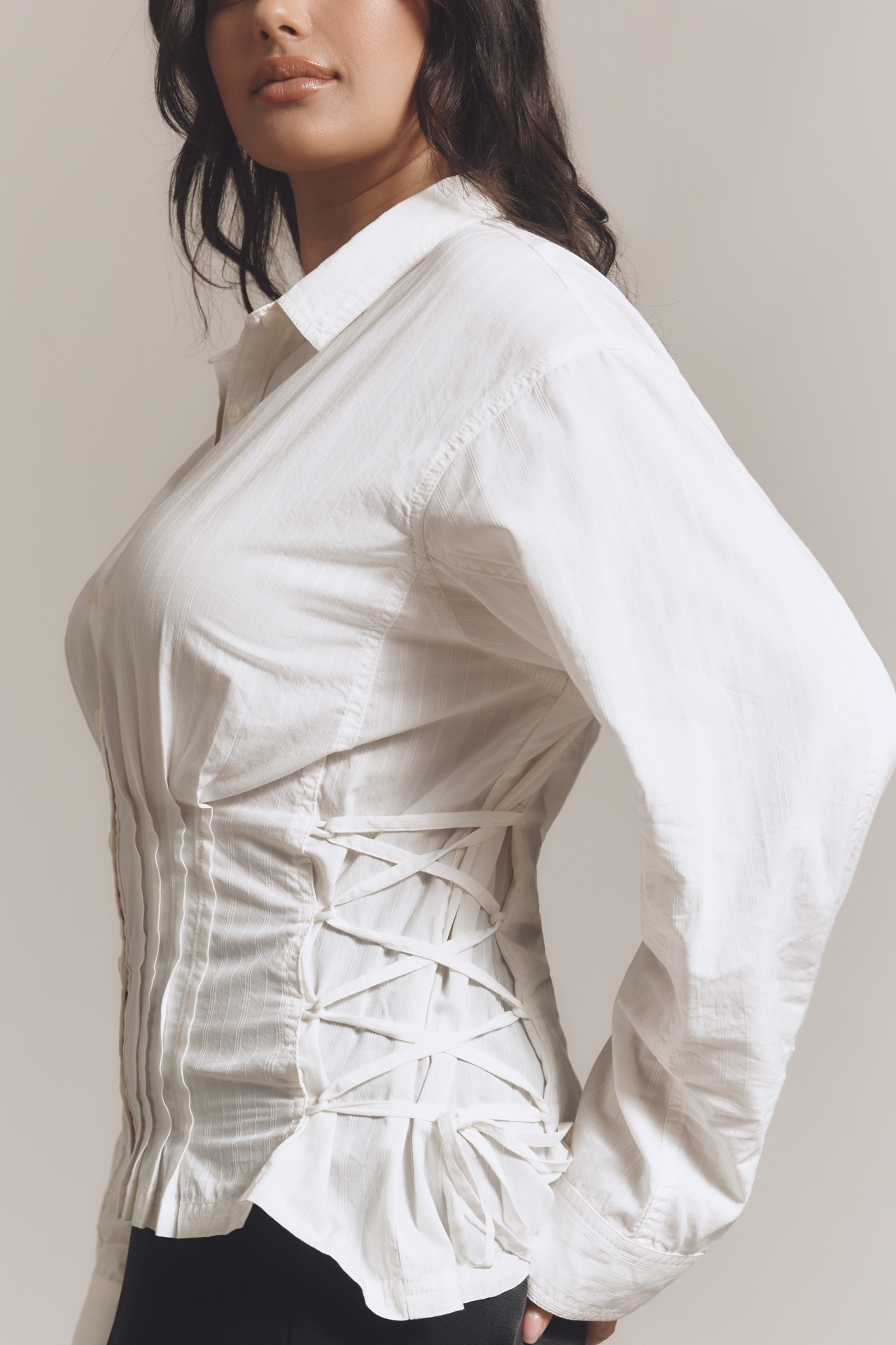 Pilcro Long-Sleeve Pintuck Buttondown Shirt