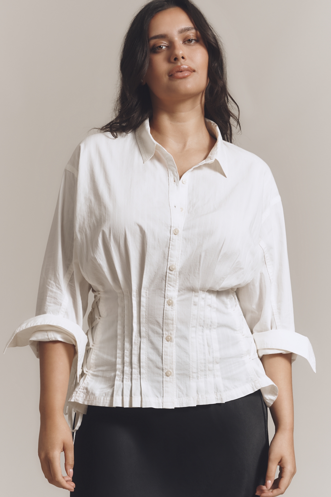 Pilcro Long-Sleeve Pintuck Buttondown Shirt