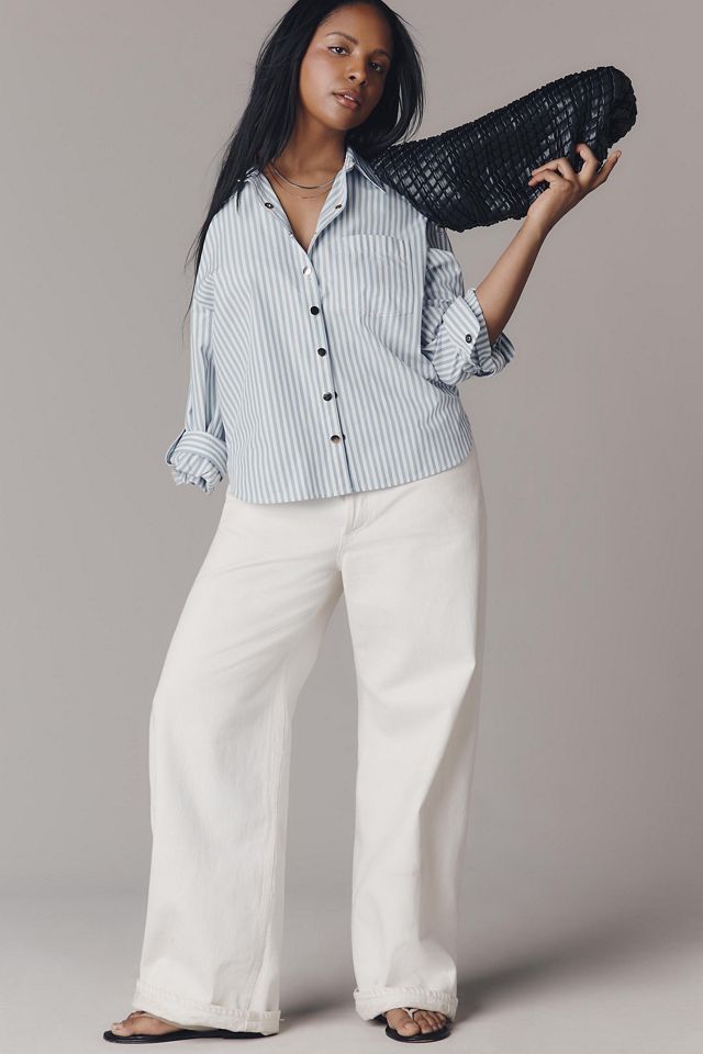 Maeve Shrunken Bennet Embellished Buttondown Shirt | Anthropologie