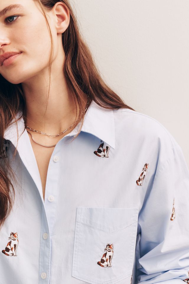 Maeve Shrunken Bennet Embellished Buttondown Shirt #2
