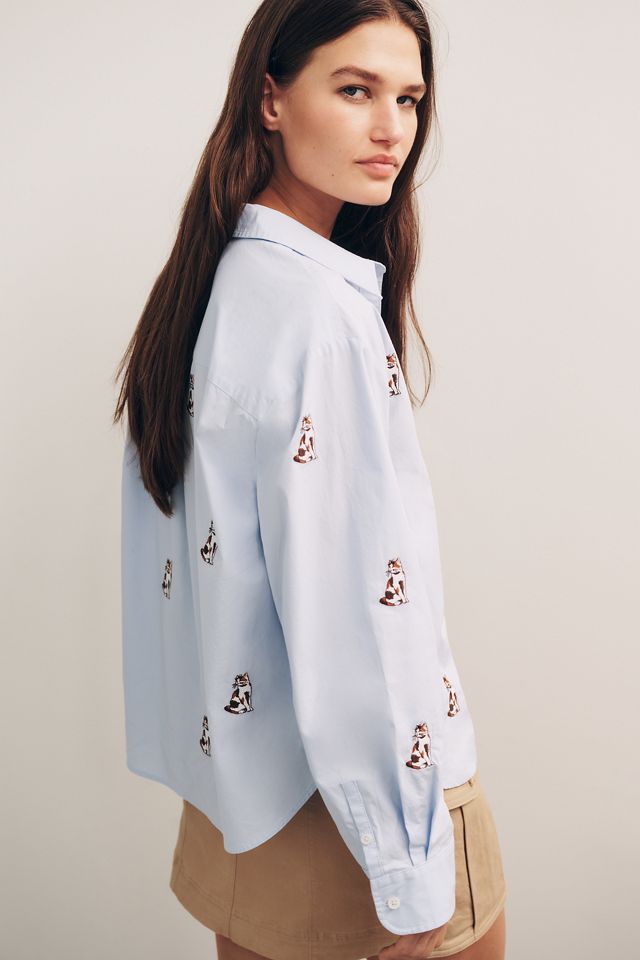 Maeve Shrunken Bennet Embellished Buttondown Shirt #3