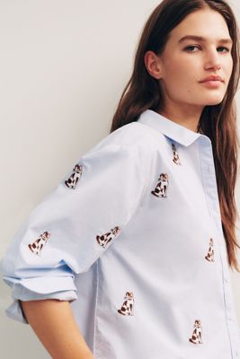 Maeve Shrunken Bennet Embellished Buttondown Shirt