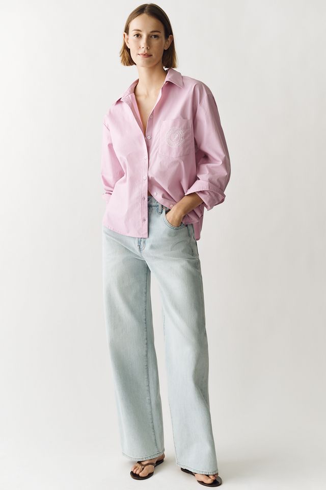 Maeve Shrunken Bennet 100% Cotton Embellished Buttondown Shirt #2