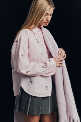 La Chemise Boutonnée Bennet Rétrécie à Rayures Lurex par Maeve