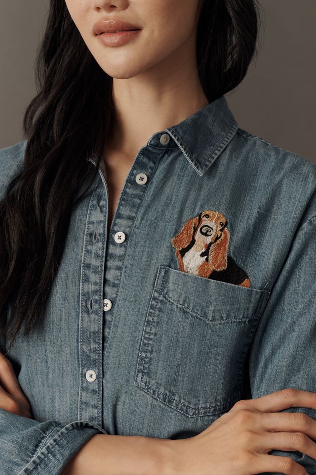 Maeve Shrunken Bennet Embellished Buttondown Shirt  #2