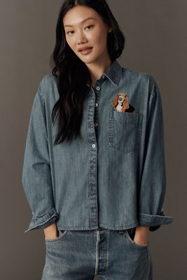 Maeve Shrunken Bennet Embellished Buttondown Shirt 