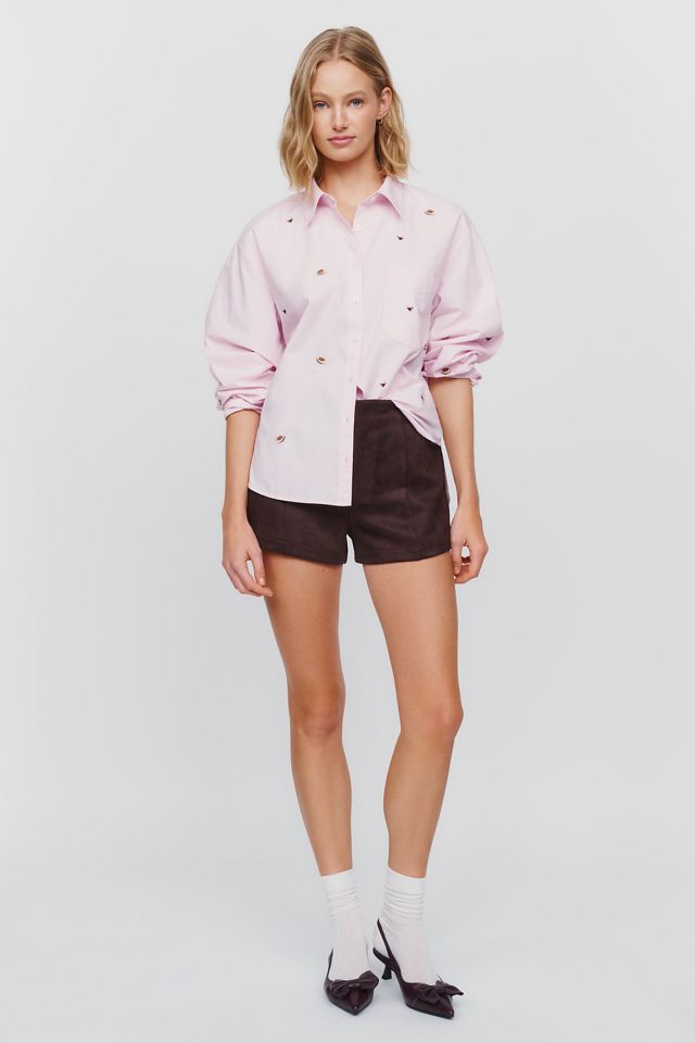 Maeve Shrunken Bennet 100% Cotton Embellished Buttondown Shirt #2