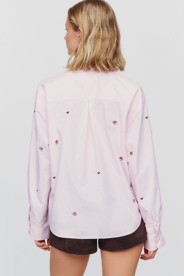 Maeve Shrunken Bennet 100% Cotton Embellished Buttondown Shirt #3