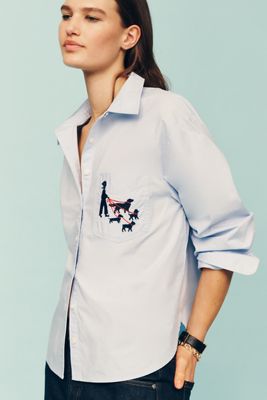 Maeve Shrunken Bennet Embellished Buttondown Shirt