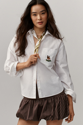 Maeve Shrunken Bennet Embellished Buttondown Shirt