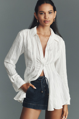 Maeve Waisted Tunic Shirt In White