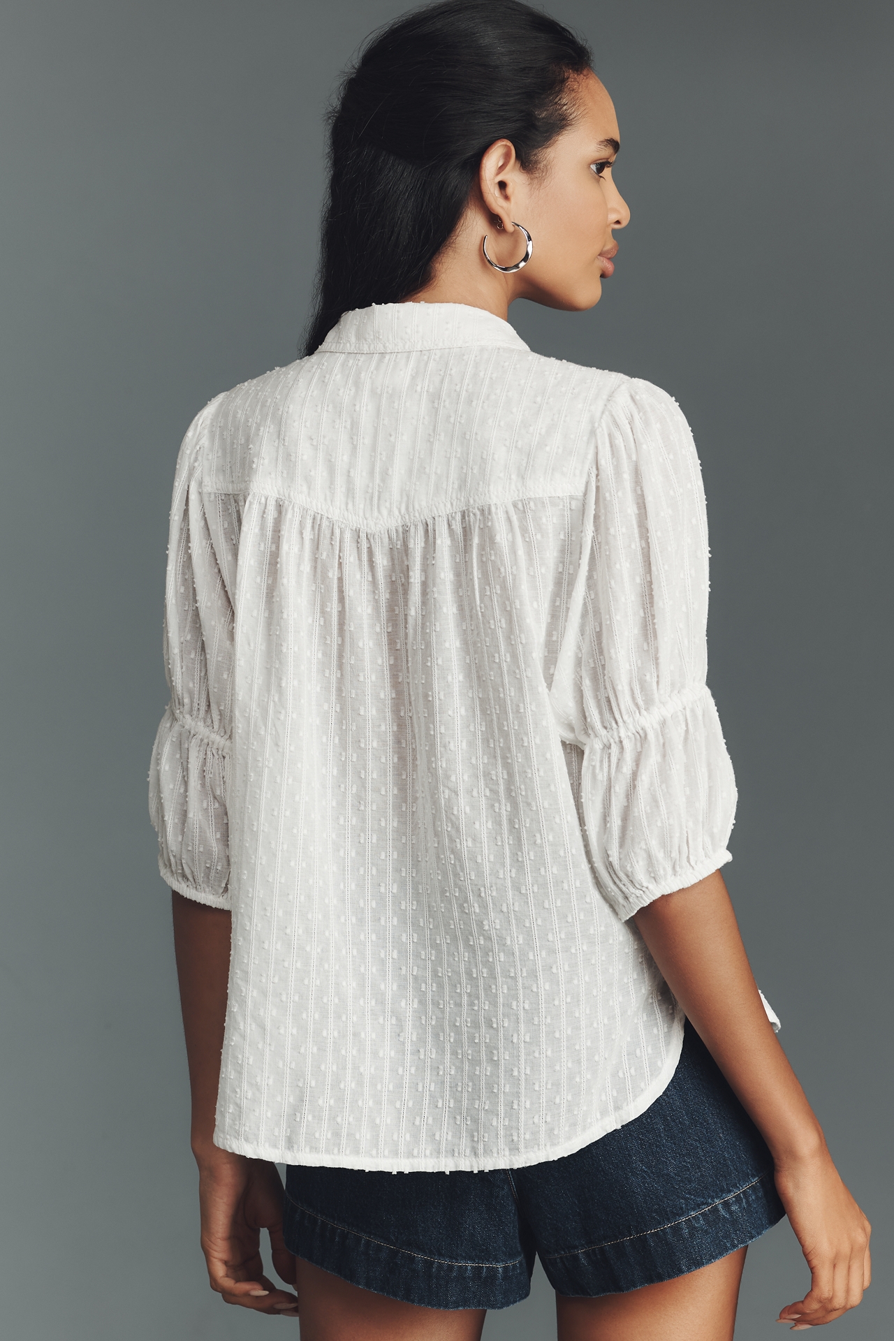Pilcro Puff-Sleeve Buttondown Top
