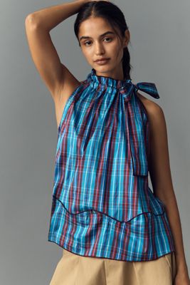 Maeve Sleeveless Tie-Neck Blouse