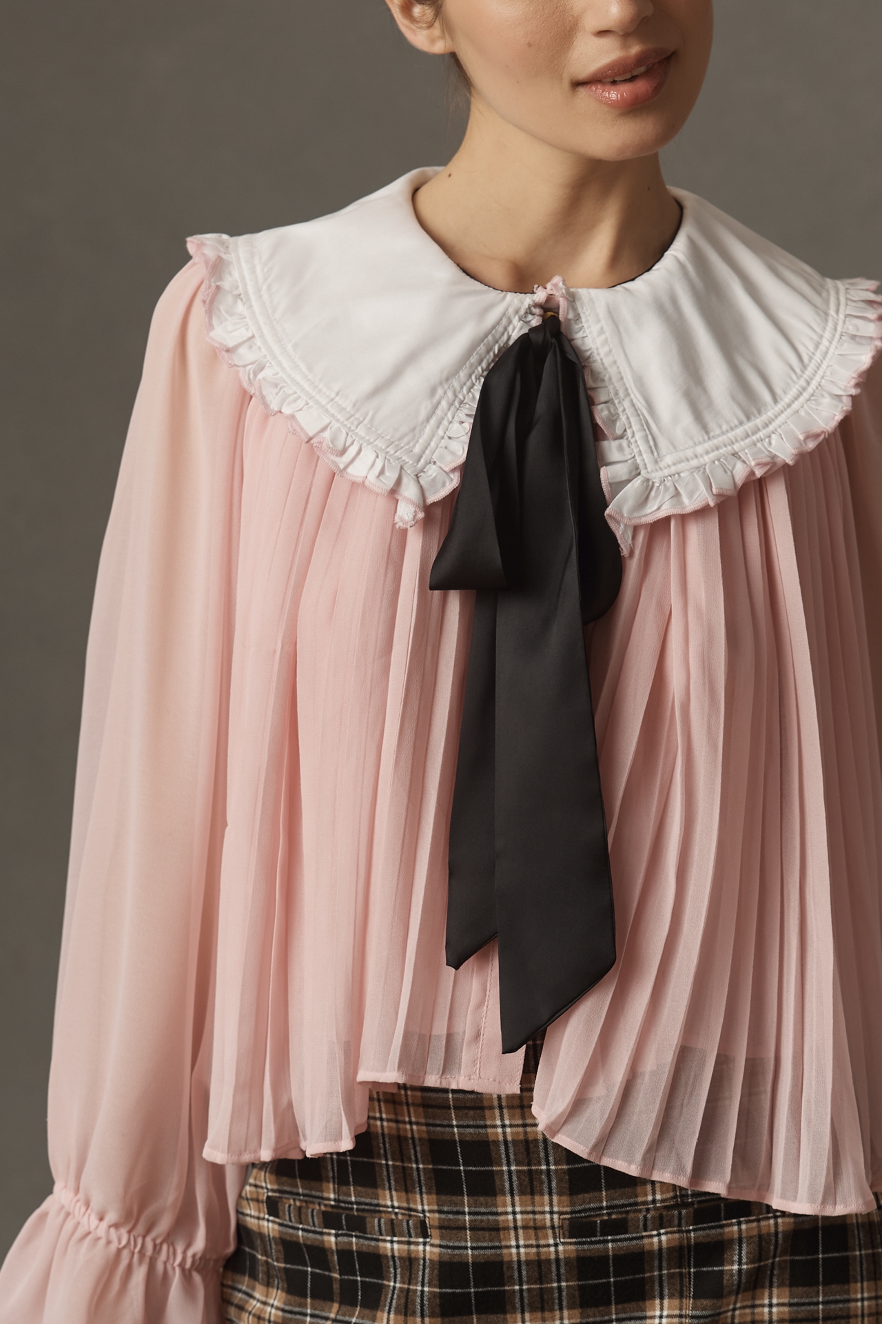 Maeve Oversized Collar Bow Blouse