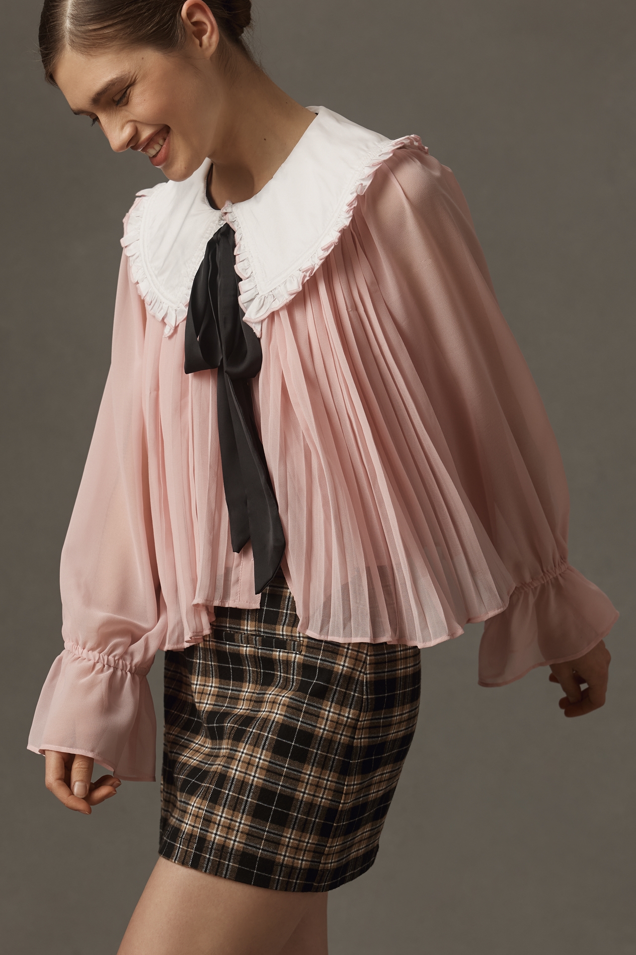 Maeve Oversized Collar Bow Blouse