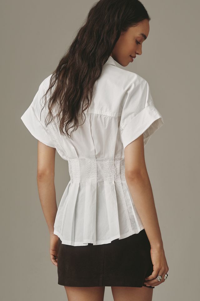 Camicia Bobbie a Maniche Corte con Cintura e Bottoni #2
