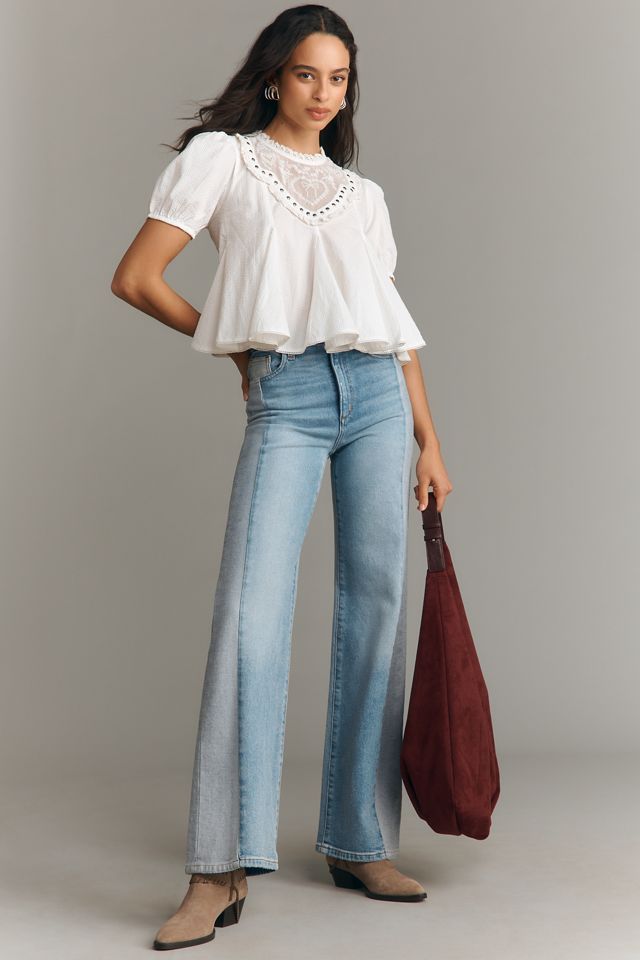 Maeve Puff-Sleeve Studded Placket Blouse #4
