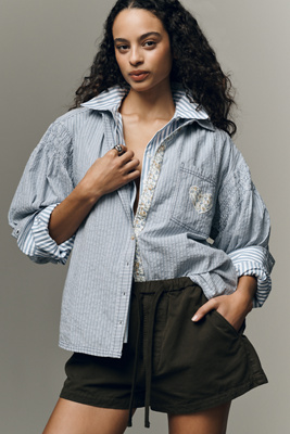 Pilcro Mix-Print Long-Sleeve Buttondown Shirt