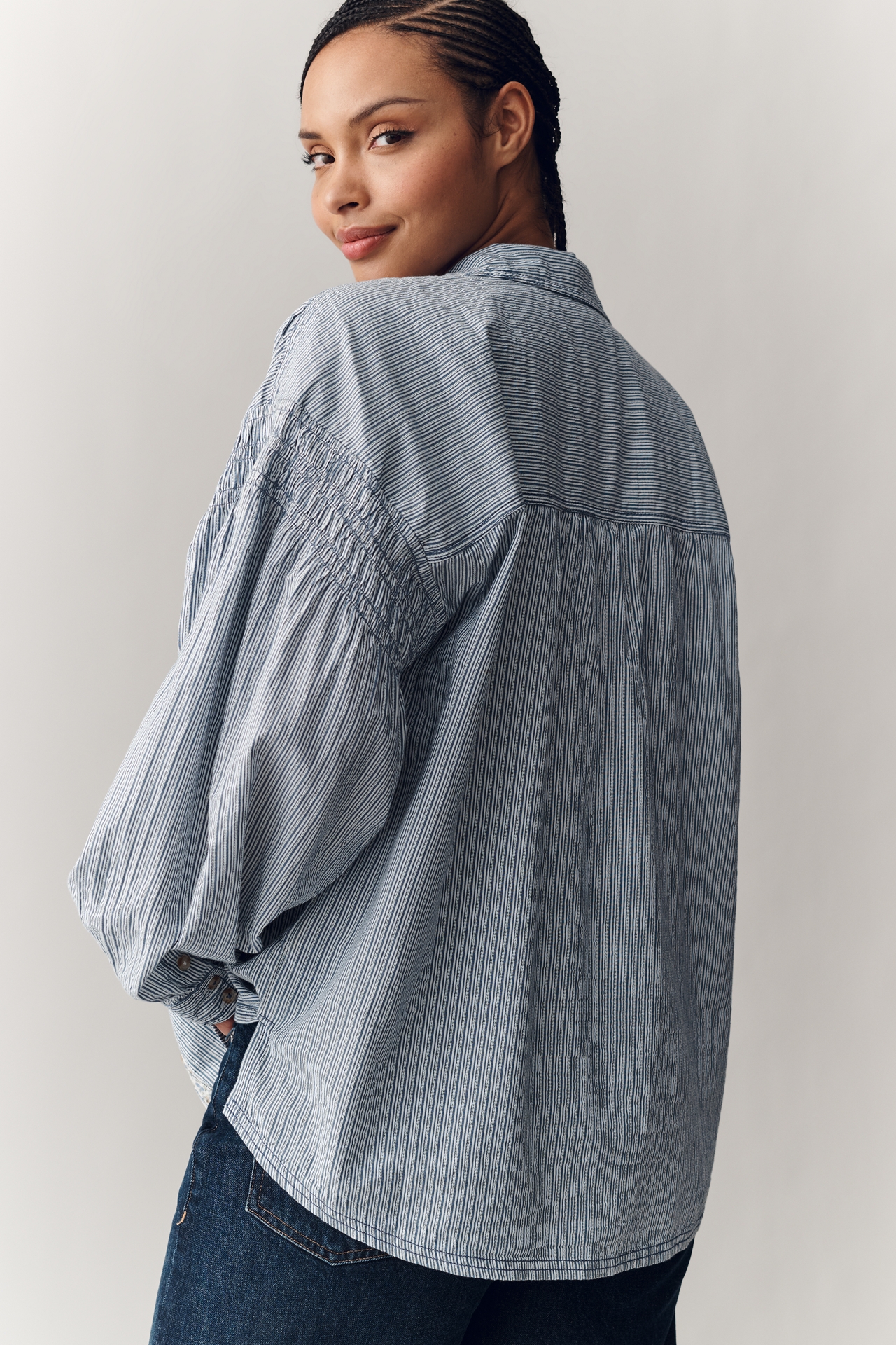 Pilcro Mix-Print Long-Sleeve Buttondown Shirt