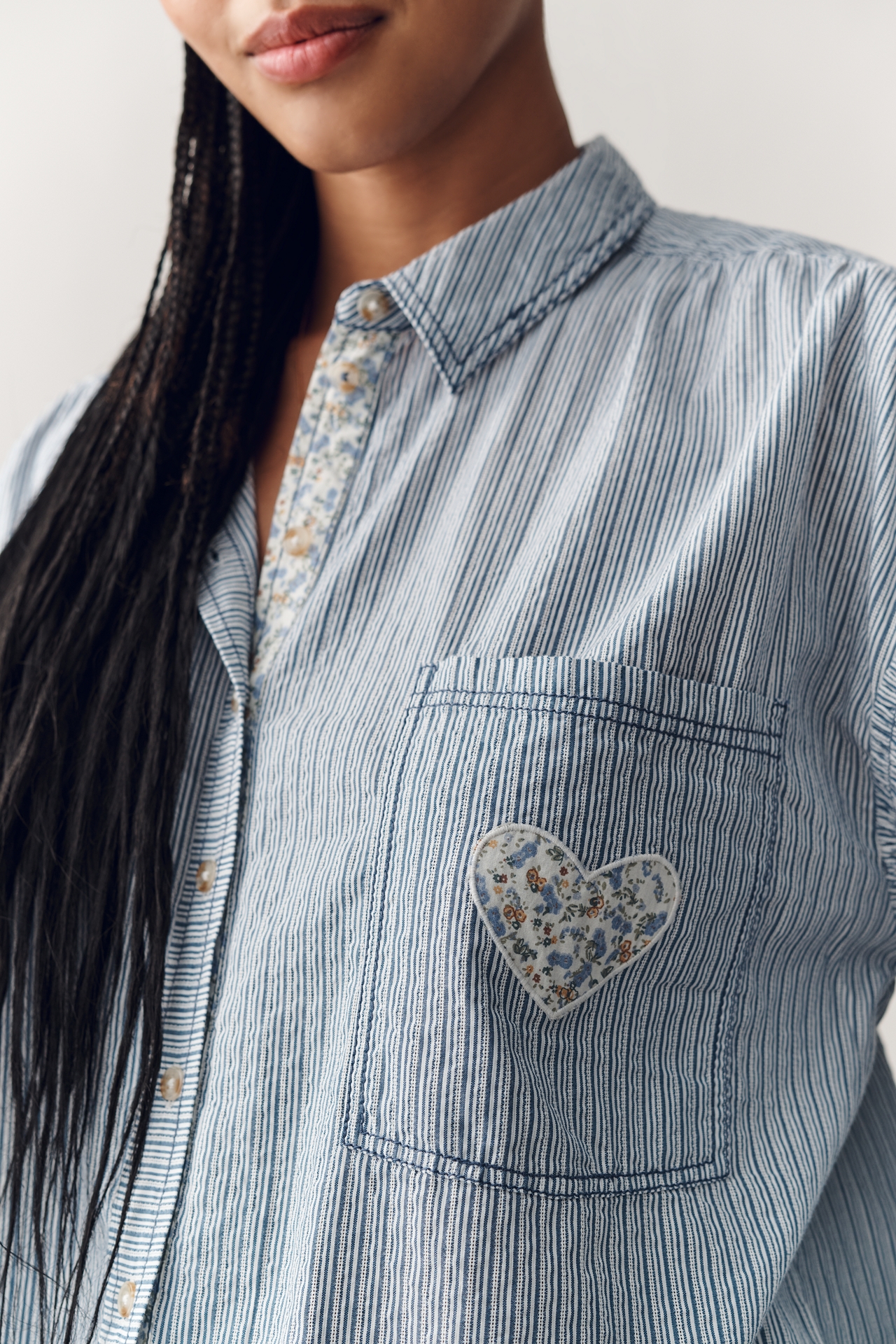 Pilcro Mix-Print Long-Sleeve Buttondown Shirt