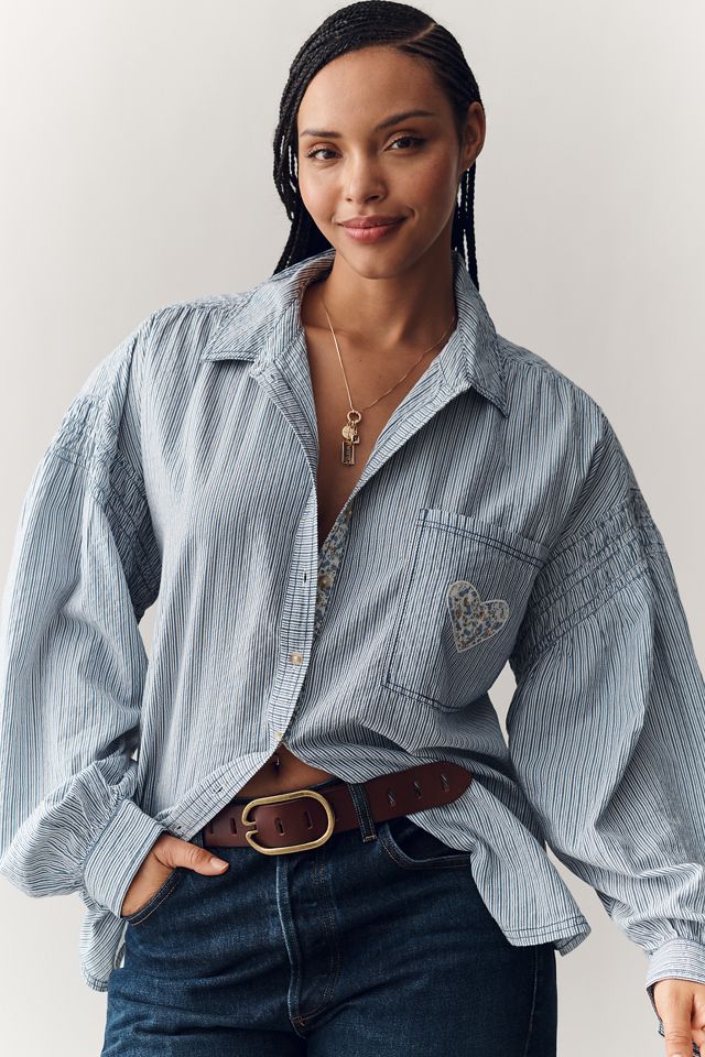 Pilcro Mix-Print Long-Sleeve Buttondown Shirt #4