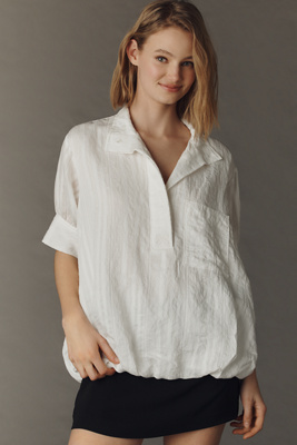 Maeve Relaxed Bubble-Hem Shirt
