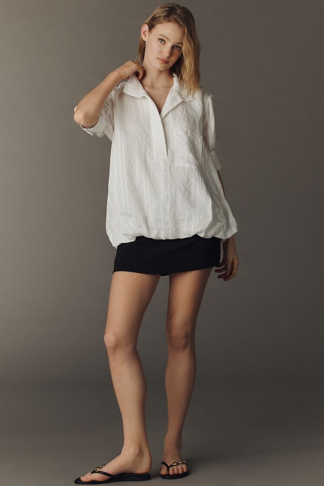 Maeve Relaxed Bubble-Hem Shirt #2