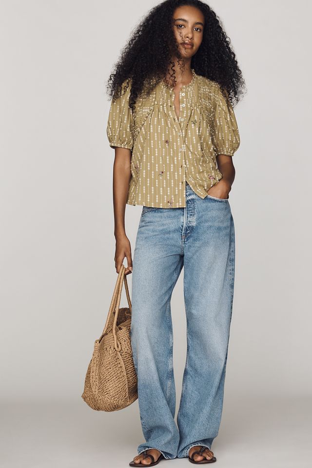 By Anthropologie Short-Sleeve Crop Swing Top #1