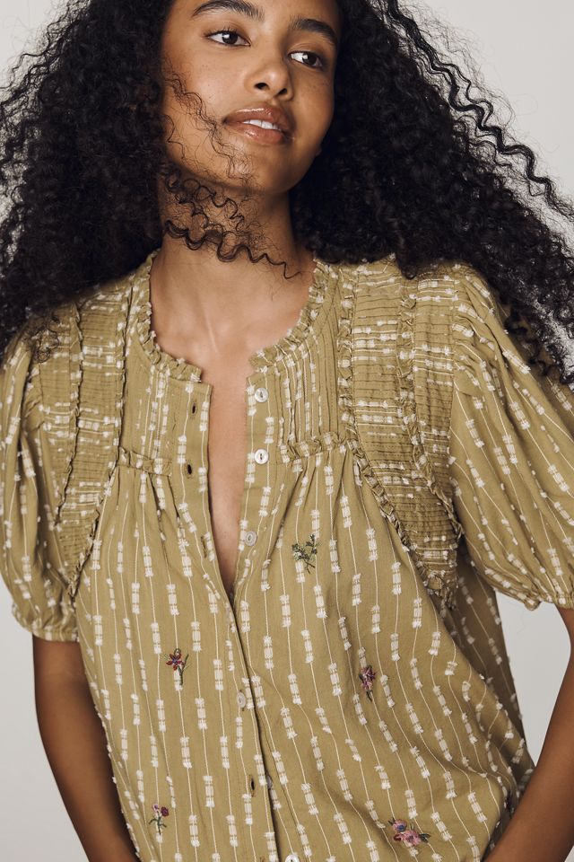 By Anthropologie Short-Sleeve Crop Swing Top #2
