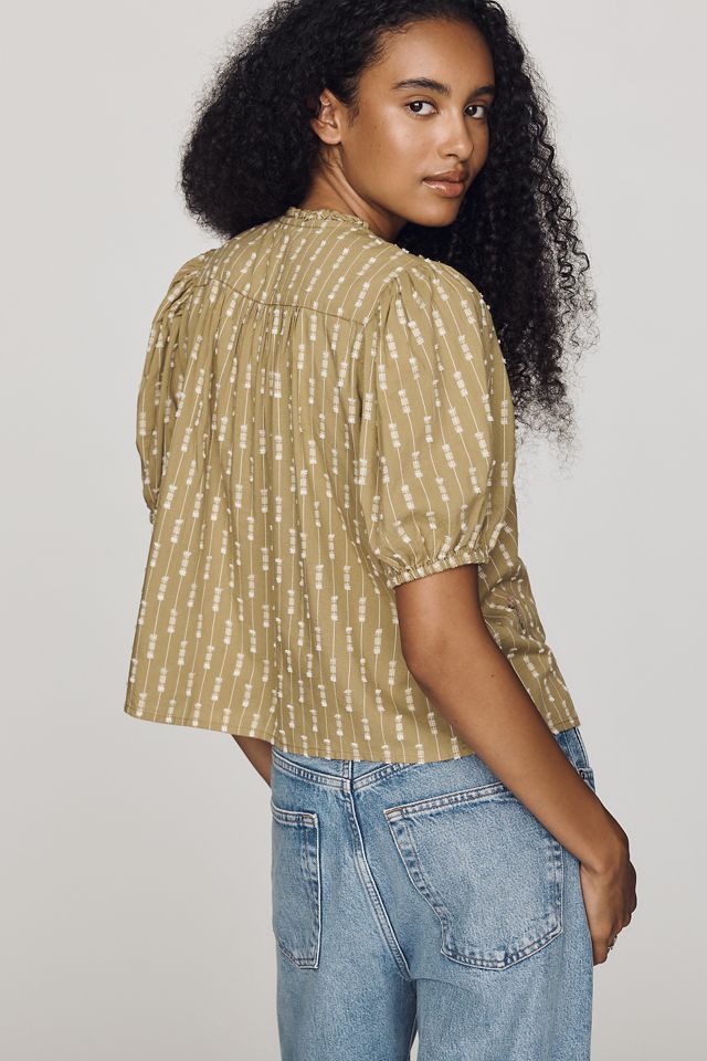 By Anthropologie Short-Sleeve Crop Swing Top #3
